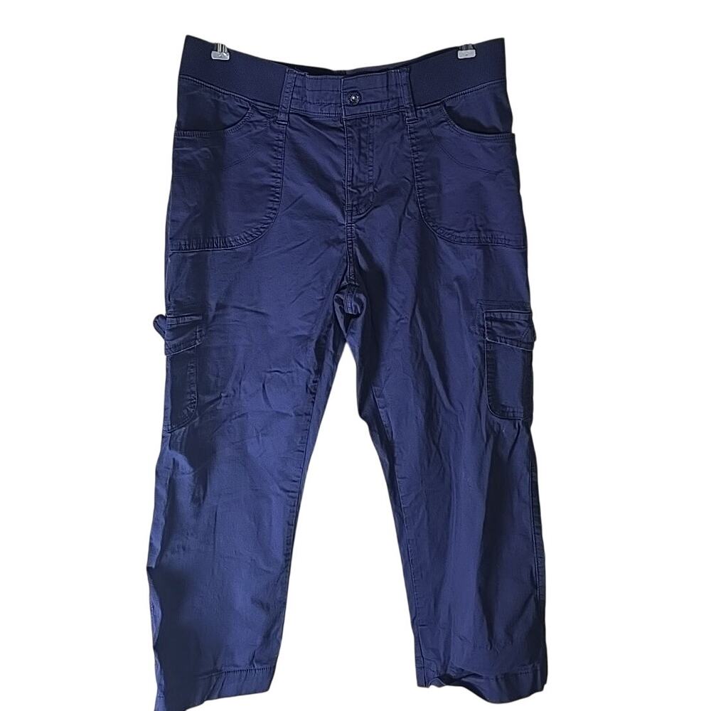 Lee Cargo Capri Relaxed Fit Pants Womens 34 Mid Rise Blue Casual School Work